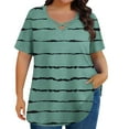 thumbnail image 3 of Rvasteizo Womens Summer Short Sleeve V Neck Blouses Shirts Random Print Short Sleeve V Neck Plus Size Top, 3 of 5