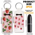 thumbnail image 2 of Elastic Neoprene Keychains Lipstick Bags with Iron Keychain Rings Rectangle Strawberry 9.6x3.8cm 2pcs/set, 2 of 7
