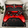 thumbnail image 2 of Manfei Gamepad Queen Sheet Sets,Modern Geometric Honeycomb Bedding Queen Size,Neon Red Black Bed Sheets Set Queen Size For Boys Kids,Super Cozy Bedroom Decor,4-Piece, 2 of 7