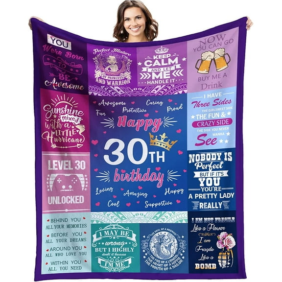 LHSHID 30th Birthday Gifts for Women 30 Year Old Birthday Gifts 30 Year Blanket Gifts 30th Funny Gift Idea 30th Birthday Gift Ideas Gifts for 30 Year Old Female Women Girl Bestie Sister 30x40in