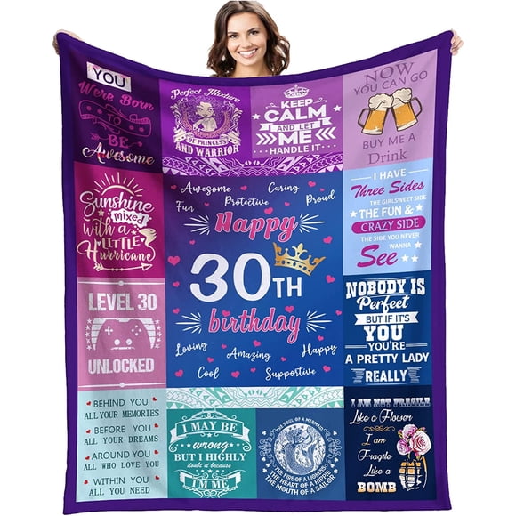 LHSHID 30th Birthday Gifts for Women 30 Year Old Birthday Gifts 30 Year Blanket Gifts 30th Funny Gift Idea 30th Birthday Gift Ideas Gifts for 30 Year Old Female Women Girl Bestie Sister 60x80in