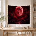 thumbnail image 5 of Blood Moon Over Jagged Mountains with Silhouetted Trees and Black Butterflies Eerie Gothic for Dark Art Lovers Fantasy Wall Decor Halloween Gift Tapestry Wall Hanging for Bedroom and Living Room, 5 of 7