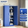 thumbnail image 2 of AUHUP 71" Metal Cabinet with Locking Doors and 5 Adjustable Shelves, Blue Garage Storage Cabinet for Warehouse, Basement, Home Office, Tool File Storage Utility Cabinets, 2 of 8