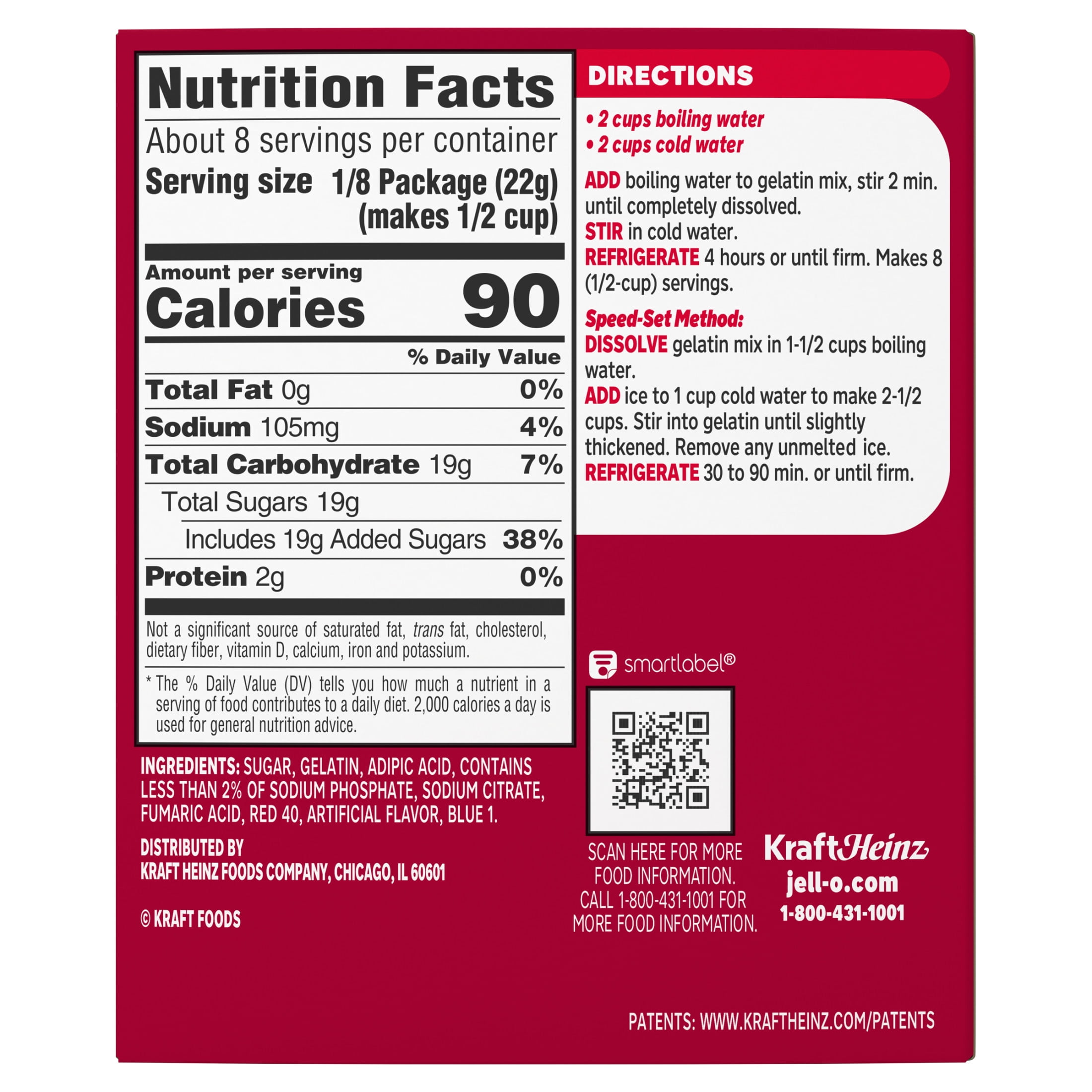 (2 pack) Jell-O Cherry Gelatin Dessert Mix, Family Size, 6 oz Box