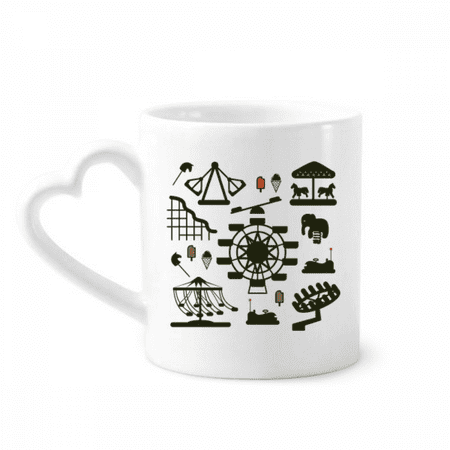 

Dark Green Amusement Park Outline Mug Coffee Cerac Drinkware Glass Heart Cup