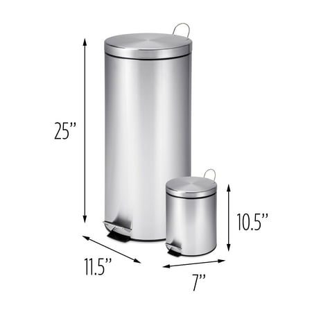 Honey Can Do 30l And 3l Stainless Steel Step Trash Combo Round Honey Can Do 30l And 3l Stainless Steel Step Trash Combo Round