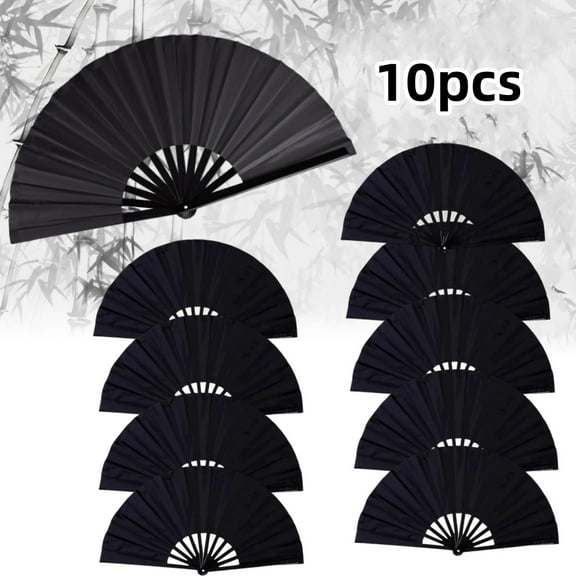 Professional Bulk Clacking Fans for Line Dancing - 10-Pack Black Popping Dance Fans with Dramatic Sound for Performances and Practice