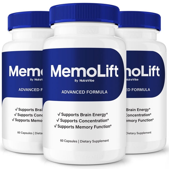 (3 Pack) MemoLift Pills – Daily Formula with a Natural Blend to Help Maintain Focus, Memory & Concentration | Clean, Gentle, Easy-to-Swallow Capsules for Everyday Sharpness (180 Capsules)