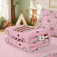 thumbnail image 5 of Erosebridal Bunny Zipper Twin Comforter Sets with Fitted Sheet and 2 Pillowcases for Girls, Popcorn Bucket Zipper Bedding Set, Pink Reversible, 5 of 7
