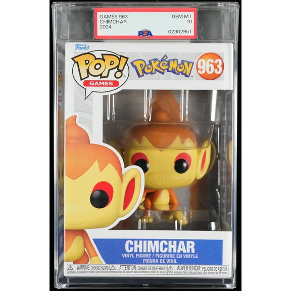 Pokemon, PSA Graded 10 GEM MINT, Chimchar Collectible Vinyl Figure #963, Fully Encapsulated Bundle with Compatible Funko Pop! PSA Hard Protector Case
