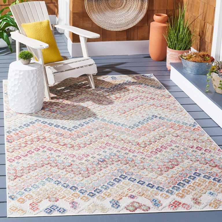 2' X 6' Ivory And Blue Floral Indoor Outdoor Area Rug 2' X 6' Ivory And Blue Floral Indoor Outdoor Area Rug