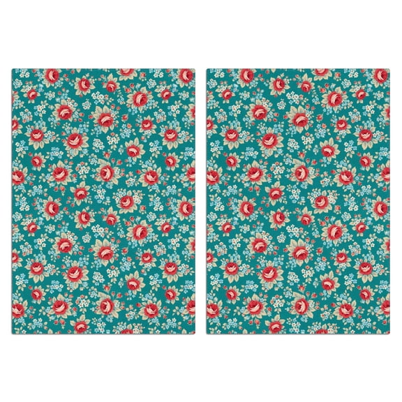 2 Pcs Pioneer Flower Floral Print Pattern Funny Kitchen Towels, Microfiber Dish Towels, Kitchen Tea Towels Set 18" X 26"
