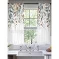 thumbnail image 5 of Green Brown Botanical Semi Sheer Window Curtains 72 Inches Long, Farmhouse Eucalyptus Leaves Rod Pocket Voile Silky Chiffon Curtain Light Filtering Drapes for Living Room, Kitchen, 52"x72", 2 Panels, 5 of 9