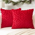 thumbnail image 1 of HAYAN Pack of 2 Soft Plush Short Wool Velvet Decorative Throw Pillow Covers Luxury Style Cushion Covers Christmas Pillow Shell for Sofa Bedroom Diamond Shape Red, 20x20 Inch, 1 of 1