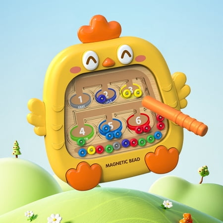 Magnetic Maze Drawing Board Kids Educational Chick Puzzle Toy Color Number Learning Game Fine Motor Skills Training Montessori Toy For Toddlers Age 3+