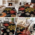 thumbnail image 5 of Bohemia Area Rugs 8'x10', Washable Small Throw Rugs for Living Room Patio, Vintage Boho Floral Flowers Leaves Plants Black Indoor Outdoor Rug Non-Slip Low Pile Carpet Runner Reversible Floor Mats, 5 of 8