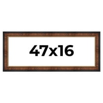 47x16 Frame Brown Walnut Gold Ornate Trim Solid Wood Plein Air Picture Frame | 3 Inch Moulding