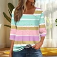 thumbnail image 2 of CLOISE Women's 3/4 Sleeve Tops Plus Size V Neck Shirt Button Graphic Pullover Cute Fall Fashion Outfits Pink M, 2 of 5