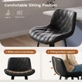 thumbnail image 5 of Bar Stools Set of 2, 26 Inch Counter Height Bar Stools with Back and Extra‑Wide Heavy‑Gauge Metal Legs, Modern Faux Leather Upholstered Barstools for Kitchen Island, Counter, Black, 5 of 7
