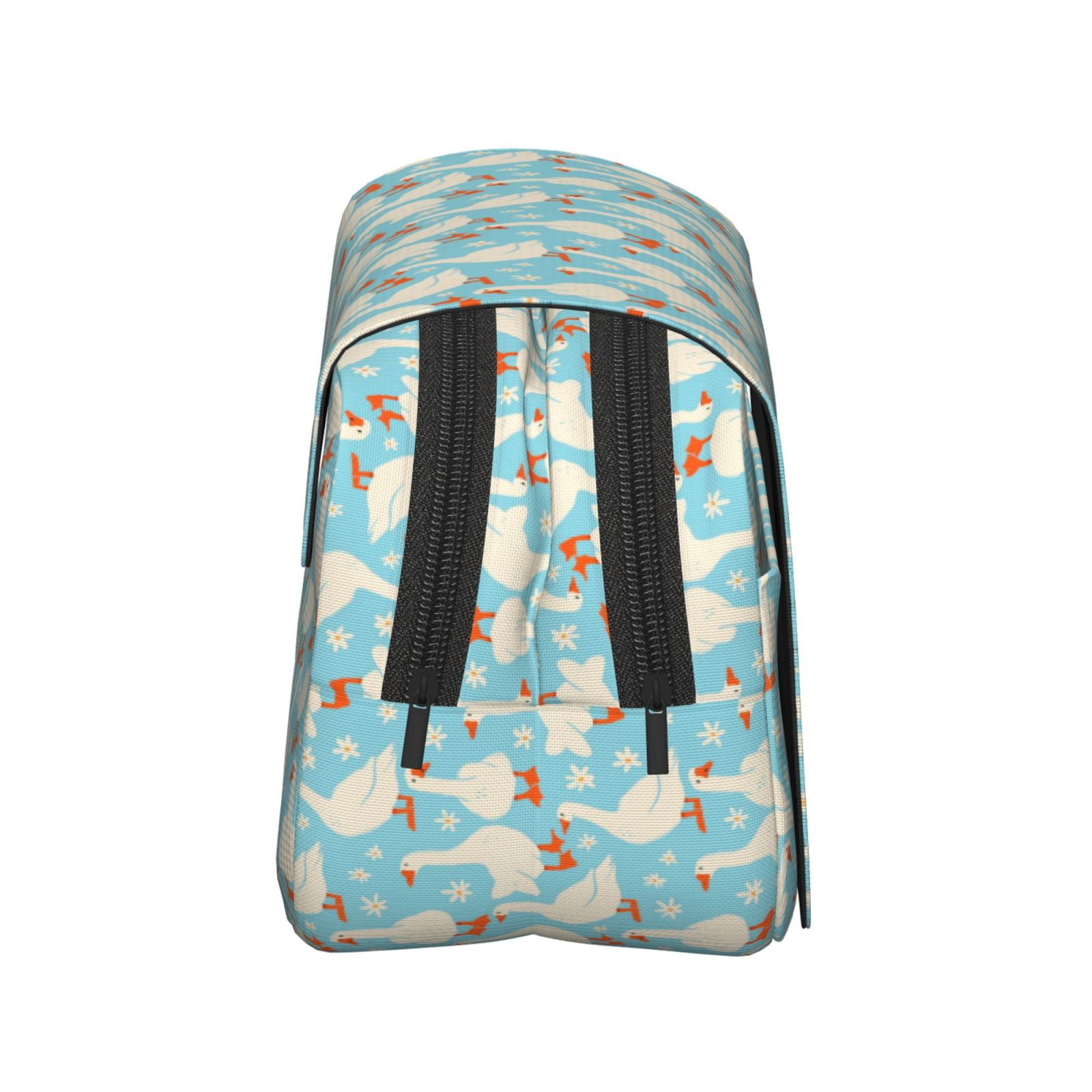 Rateoe White Geese and Flower Pattern Double Clamshell Pen Case, Storage Organizer with Two Zipper Compartments– Holds Up to 50 Pencils & Pens