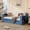 Blue + Wood + Queen, variant on Queen Size Daybed with Removable Desk, Storage Drawers & Hydraulic Side Table, Espresso