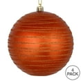 thumbnail image 2 of Vickerman 4.75" Burnished Orange Candy Finish Ball Ornament with Glitter Lines, 4 per Bag, 2 of 2