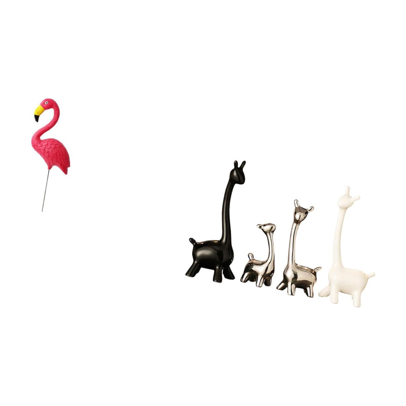 Miulika Flamingo Giraffe Garden Statue Creative Figurine Ornament for Spring Holiday Yard Art Modern Table Centerpiece Desk Office Decor