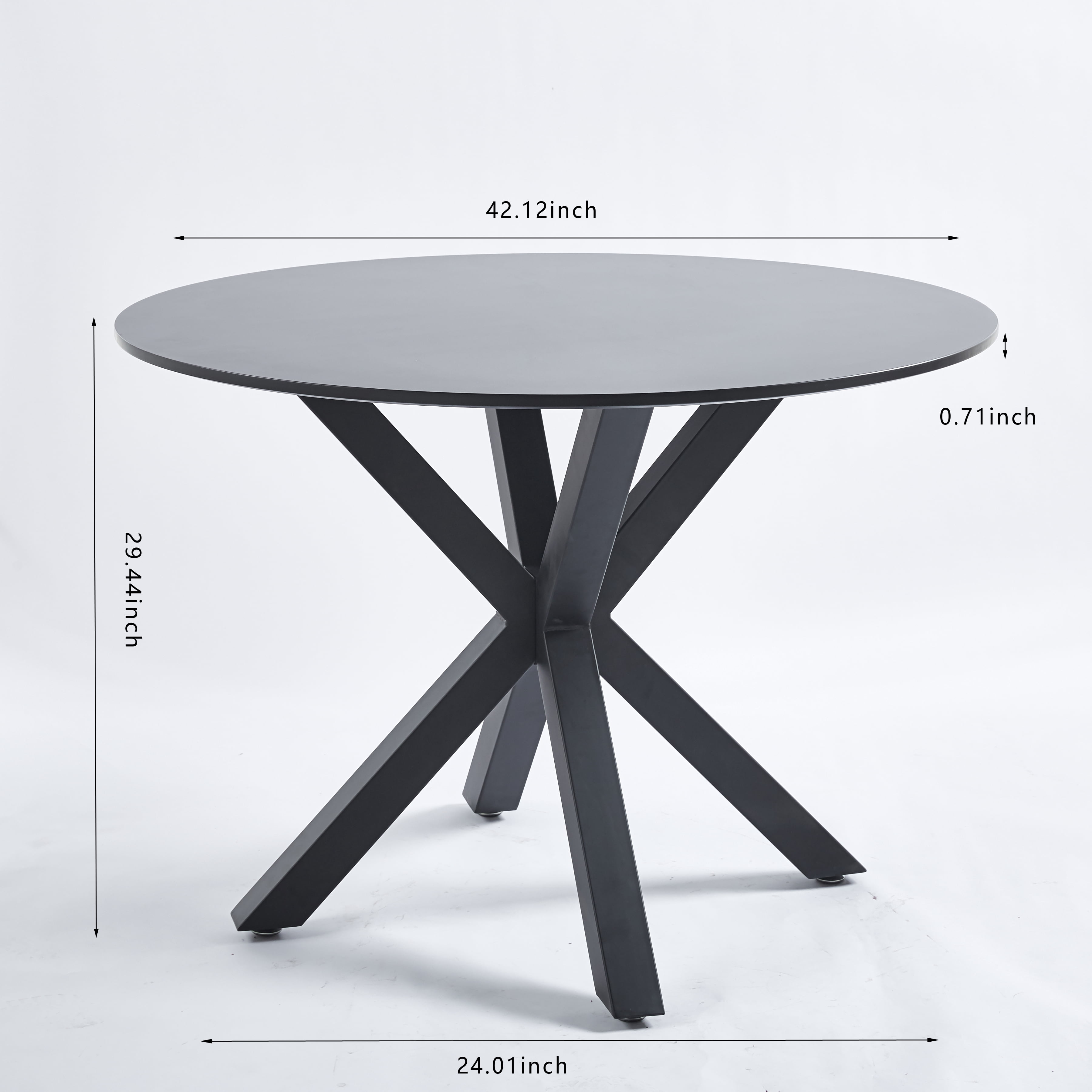 Yoneston 42.1" Mid-century Dining Table with Round Table Top, 4-6 Modern Pedestal End Table Leisure Coffee Table for Kitchen Living Room, Black