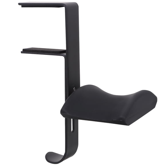 WRISTBIQUE Black Metal Headphone Stand with PU Cushion Stable Under Desk Headset Holder