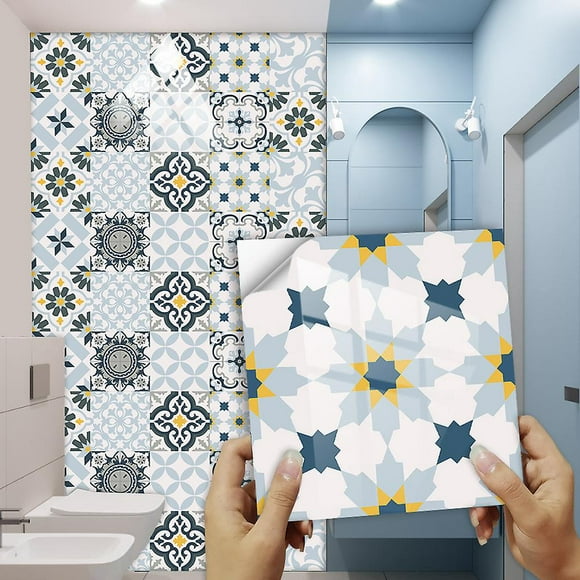 (15cm X 15cm, 6x6 Inches) For Stairs For Tile Blue Orangetile Stickers For Kitchen 10 Pcs Bathroom Tile Stickers Self Adhesive Moroccan Stick On Wall