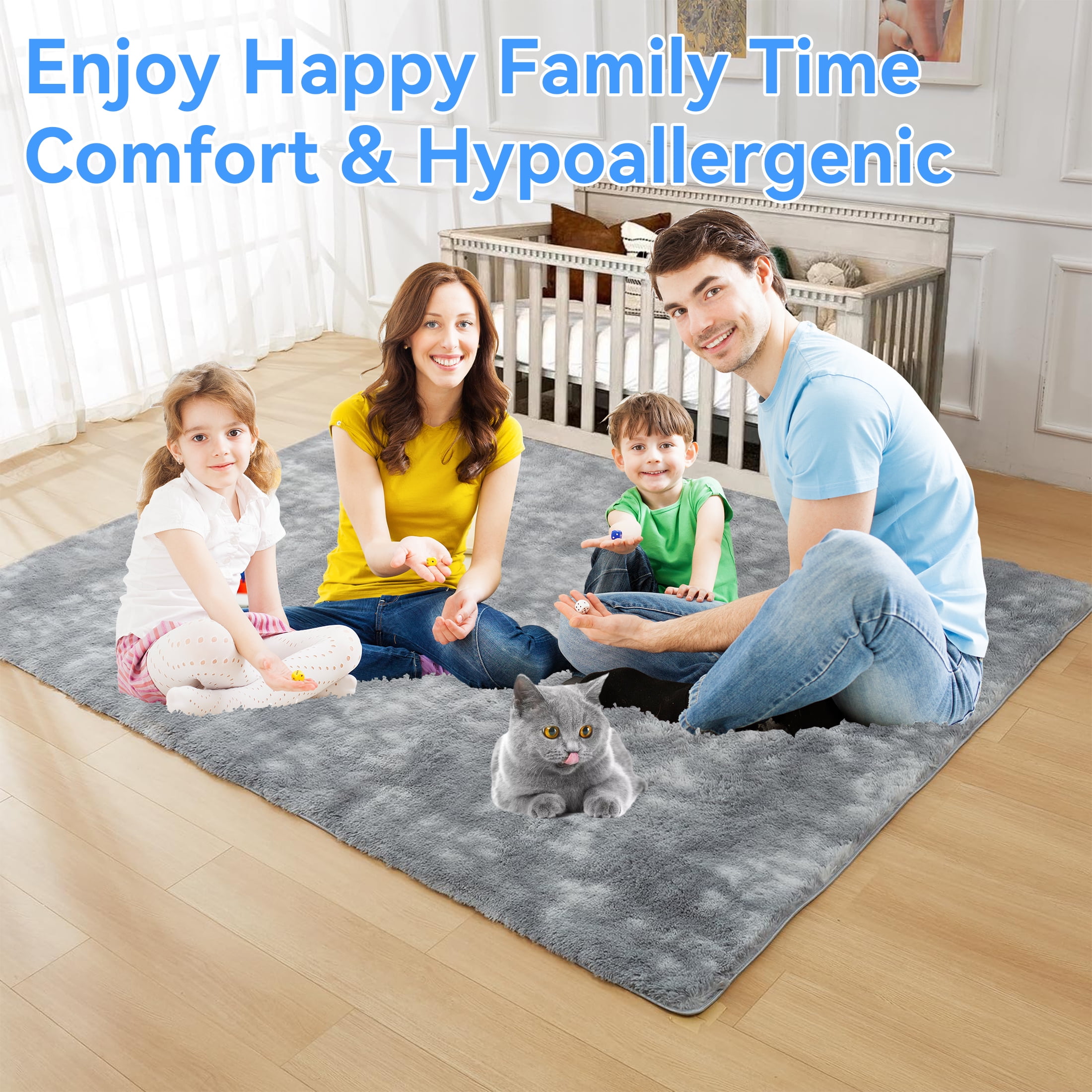 HIOHA 9'x6' Area Rugs for Living Room Large Soft Carpets for Bedroom Office, Machine Washable Modern Dining Room Non-Slip Traditional Plush Rugs