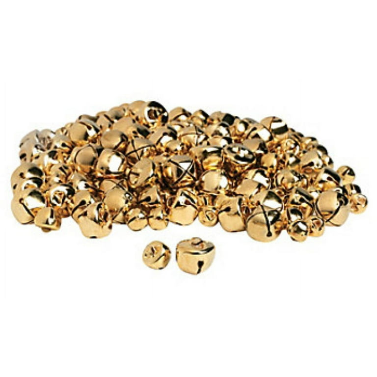  OIIKI Small Jingle Bells for Crafts 400pcs, Metal Gold