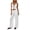 White, variant on Pretxorve Women 2 Piece Outfits Solid V Neck Breathable Sleeveless Cami Top Pocket Straight Long Trousers Set