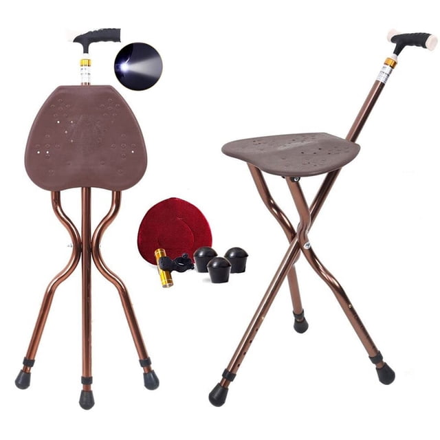 Bastón plegable y ligero con asiento, silla de golf plegable, taburete de bastón, combinación portátil, capacidad de 400 lb, altura ajustable, asientos resistentes para personas mayores Spectato