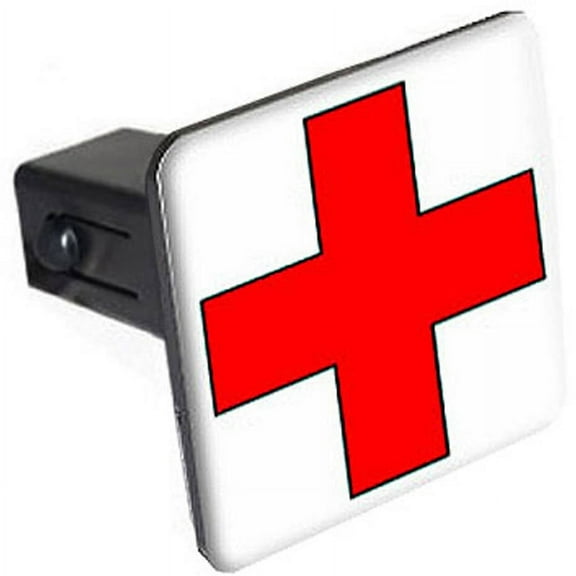 Red Cross On White 1.25" Tow Trailer Hitch Cover Plug Insert