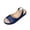 Blue, variant on Women's Sandals Open Toe Slingback Slip On Back Ankle Strap Wedge Slide Sandals Soft Faux PU Leather Cushioned Comfort Footbed Casual Summer Sandals