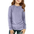 thumbnail image 1 of Plebaso Chemises à Manches Longues pour Garçons Filles Col Rond Décontracté Blouses Basiques Unies Enfants Printemps Été Hauts, 1 of 7