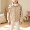 thumbnail image 2 of OJSFQUFP Boys' Long Sleeved Shirt Jacket Spring and Fall Clothing Baby Corduroy Lapel Top, 2 of 8
