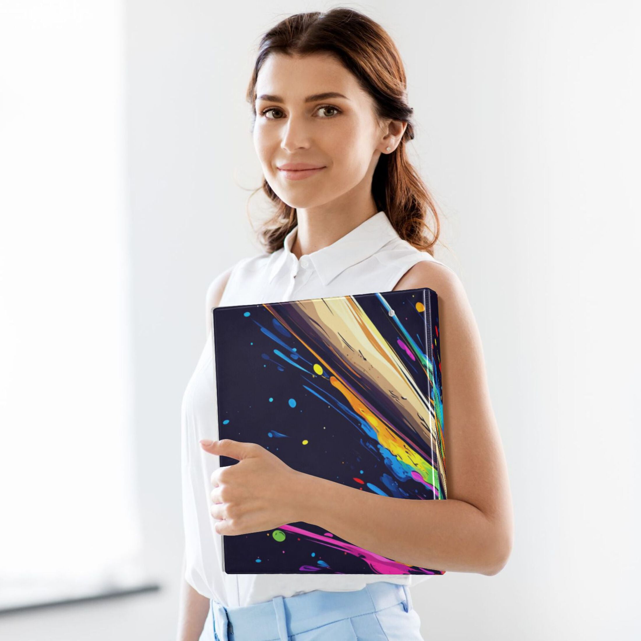 Baseball Bat Colorful 3 Ring Binders 1.5 inch Hardcover File Folders with Interior Pockets A4 Size Organizer for School Office Hospital