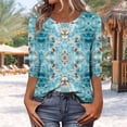 thumbnail image 4 of Jsaierl 3/4 Sleeve Womens Tops Summer Crew Neck Shirts Retro Graphic Petite Blouses Workout Vacation Tunic Top S-5XL, 4 of 7