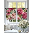thumbnail image 4 of Pink Flowers Sheer Curtains 45 Inch Length 2 Panels Set Window Treatments, Spring Watercolor Floral Leaves Plants Beige Rod Pocket Semi Curtains for Living Room/Bedroom/Kitchen Décor, 104"W x 45"L, 4 of 7