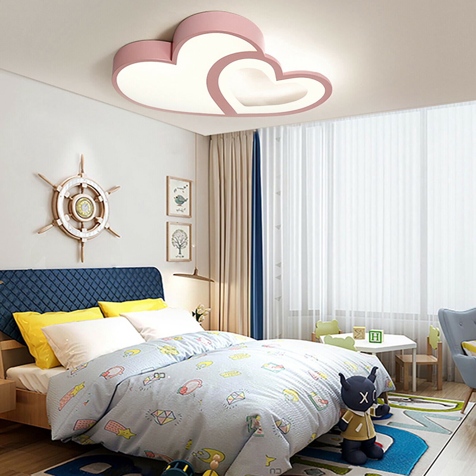 Modern Heart Shape LED Flush Mount Lamp Kids Room Ceiling Light Fixture