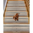 thumbnail image 2 of Brown Beige Stripes Stair Treads for Wooden Steps Indoor Runner Rug Carpet, Geometric Painting Neutral Textured 10 Pieces Peel and Stick Staircase Step Treads Covers Washable Throw Door Mats, 30"x8", 2 of 5