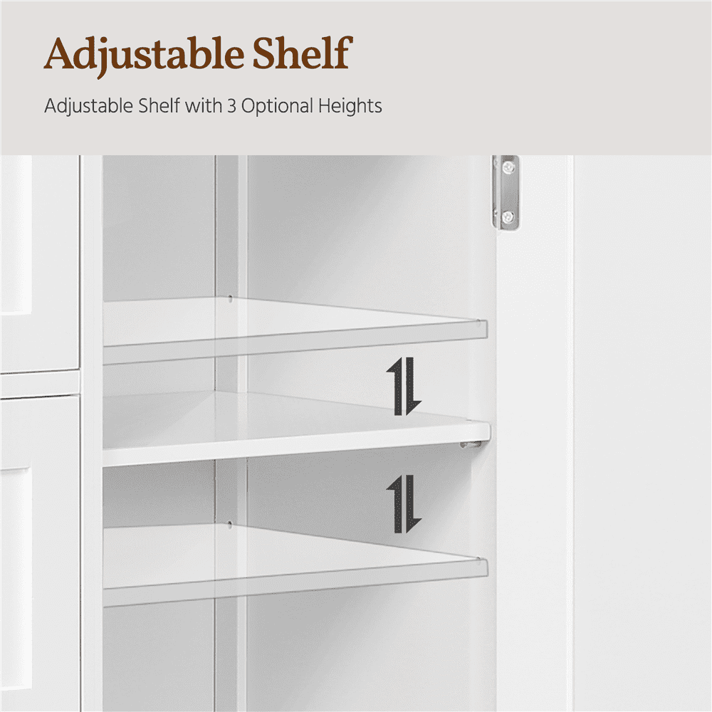Alden Design Wooden Floor Cabinet Bathroom Storage Organizer Multiple Tiers Shelves Cabinet for Bedroom Bathroom Living Room Cabinet,White