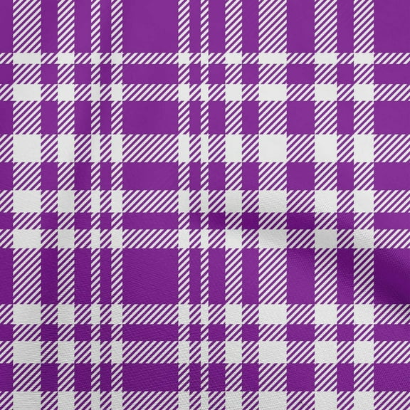 oneOone Polyester Spandex Purple Fabric Check Quilting Supplies Print Sewing Fabric By The Yard 56 Inch Wide