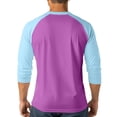 thumbnail image 4 of Gaukiv Men's Three Quarter Sleeve Shirts Contrast Henley Raglan Tees Color Block Baseball Shirts Purple S, 4 of 5