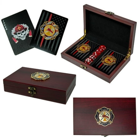 Fireman Playing Cards with Dice - Firefighter Gift Set