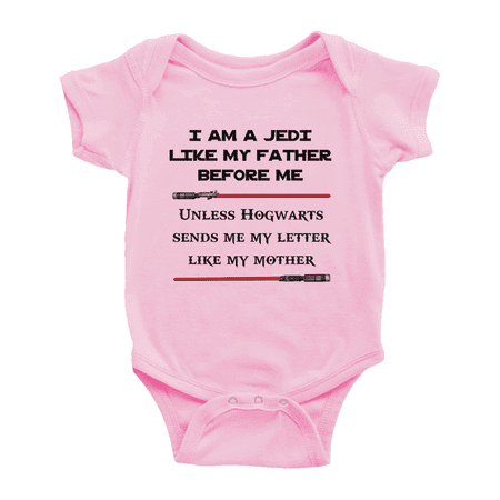 

I Am A Jedi Like My Father Before Me Baby Bodysuit Newborn Girl Boy Romper - Pink