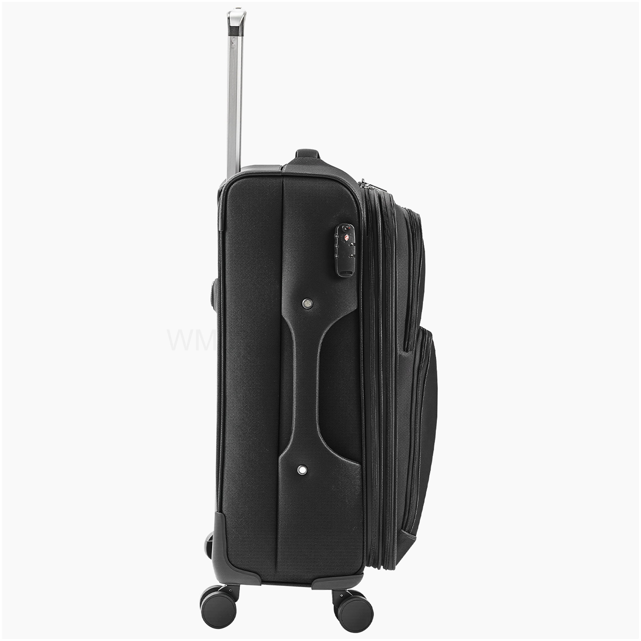 CHAMPFLAG 24 Inch Black Spinner Checked Luggage - Expandable Softside Suitcase with TSA Lock