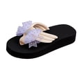 thumbnail image 2 of RotHome Women Bow Sandals Rhinestone Flip Flops Cute Boho Beach Thong Open Toe Summer Wedge Sandals Dressy Casual Bling Vacation Outfits for Women, 2 of 9